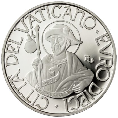 Srebrna moneta 10€  Św. Jakub Większy Seria: Dwunastu Apostołów