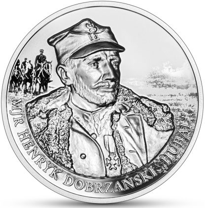 Srebrna moneta 10 zł Mjr Henryk Dobrzański „Hubal” rewers
