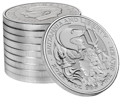 Srebrna moneta 1 oz Britannia and Liberty prezentacja