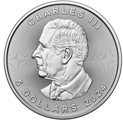 Srebrna moneta 1 oz Kanadyjski Liść Klonowy 2024 awers