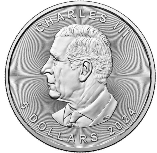 Srebrna moneta 1 oz Kanadyjski Liść Klonowy 2024 awers
