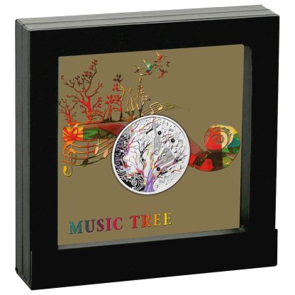 Srebrna moneta 1$ Drzewko szczęścia muzyczne ramka