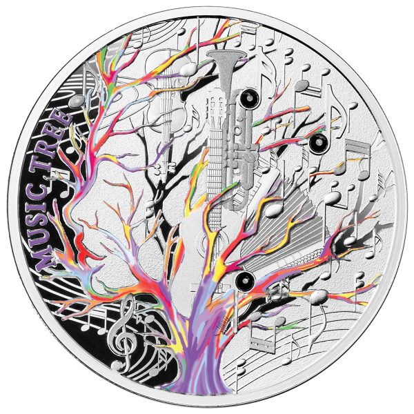 Srebrna moneta 1$ Drzewko szczęścia muzyczne rewers