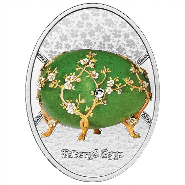 Srebrna moneta 1$ Jajo z gałązką jabłoni, Seria: Jaja Faberge rewers