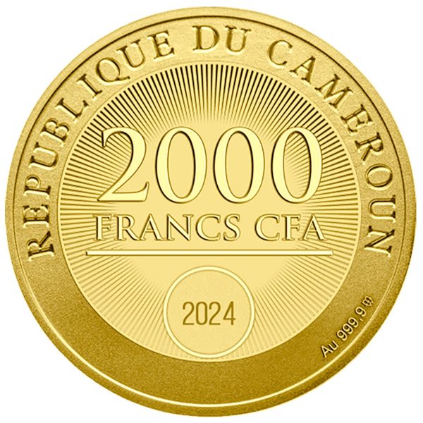 Złota moneta 2000 CFA Witaj na świecie awers