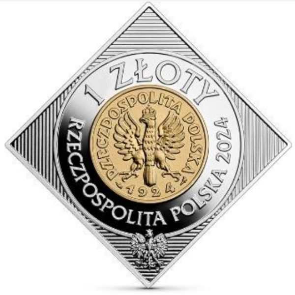 Srebrna moneta kolekcjonerska 1 zł 100. rocznica wprowadzenia złotego do obiegu awers