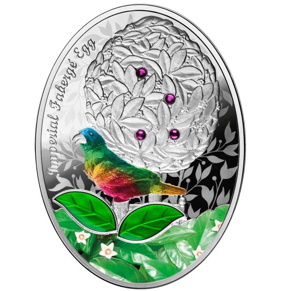 Srebrna moneta 2$ Jajo drzewo laurowe, Seria: Jaja Faberge rewers