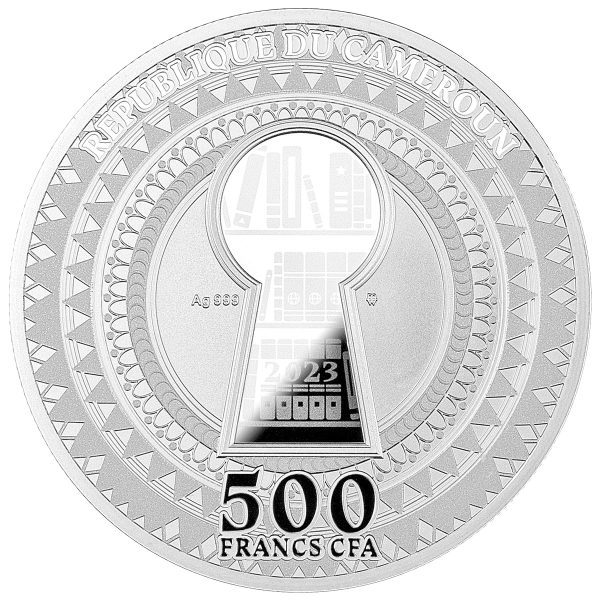 Srebrna moneta 500 CFA Klucz Wiedzy awers
