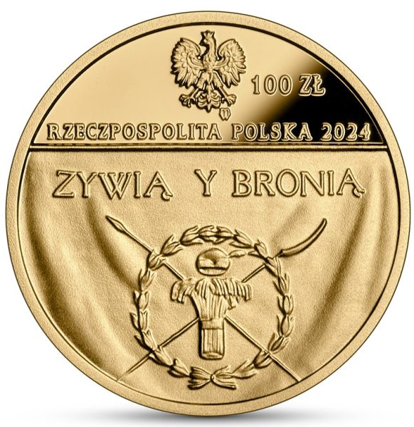 Złota moneta 100 zł 230. rocznica insurekcji kościuszkowskiej awers